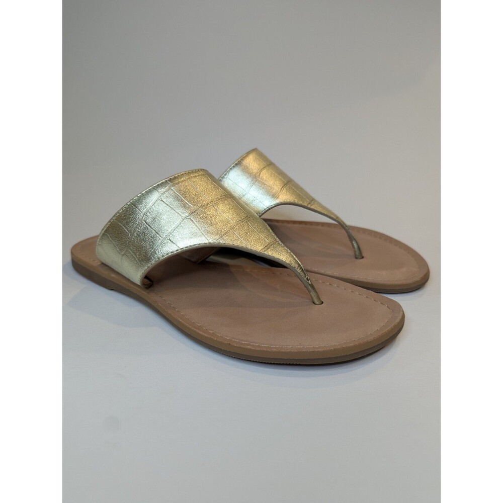 Johnston & Murphy Metallic Gold Leather Thong Sandals